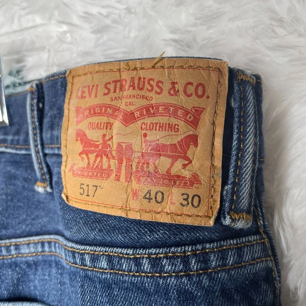 Levis 517 Mens Blue Denim Jeans 40x30 Straight Plus Size Classic Minimalist
